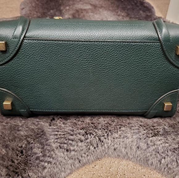 Celine Micro Luggage Handbag Dark Green Authentic - Picture 11 of 16